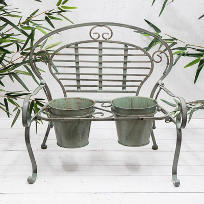  - Annibells Vintage Green Bench Planter (10293)