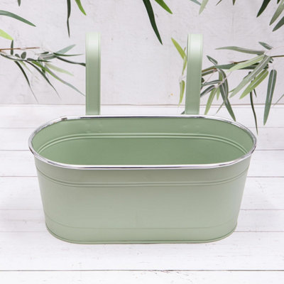 B&Q Annibells Sage Metal Hanging Balcony Fence Flower Pot (12926 ) Green