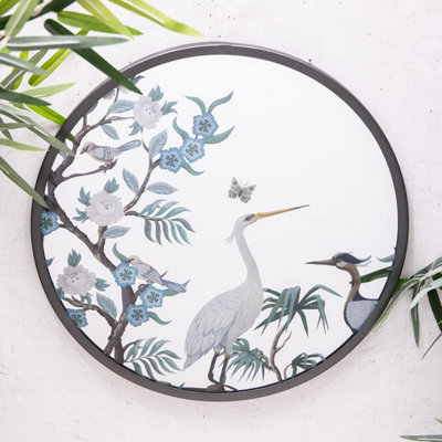B&Q Annibells Oriental Heron Round Wall Mirror Indoor Outdoor (16251) Light