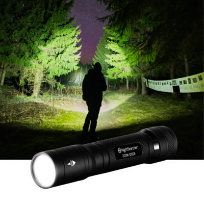 Nightsearcher Zoom 1000R, Pocket Sized Spot-To-Flood Rechargeable Torch, 1000 Lumens Light