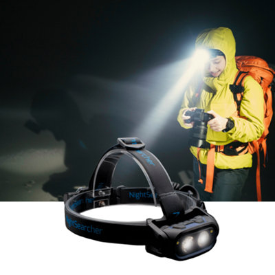 Nightsearcher Ht800   850 Lumens  4Xaa Head Torch With Automatic Proximity Beam Adjustment from B&Q