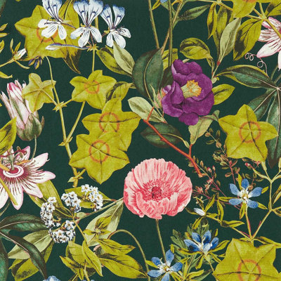 Clarke & Clarke  W0143/02 Passiflora Emerald Wp from B&Q