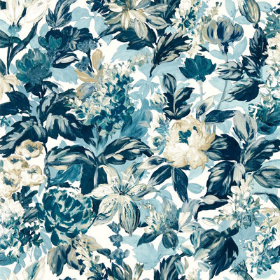 Clarke & Clarke  W0158/01 Lilum Denim/ivory Wp from B&Q