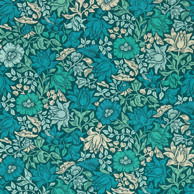 Clarke & Clarke William Morris Mallow Wallpaper Teal W0173/02 from B&Q