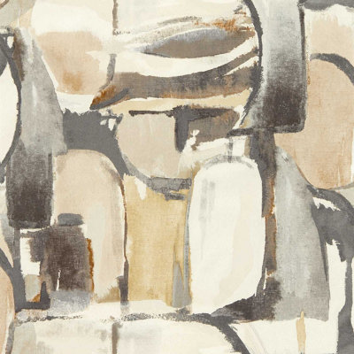 Clarke & Clarke  W0180/02 Figura Linen/charcoal Wp from B&Q
