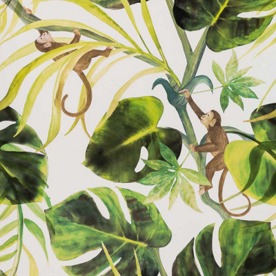 Clarke & Clarke  W0083/04 Monkey Business Natural Wp from B&Q