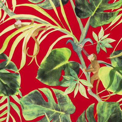 Clarke & Clarke  W0083/05 Monkey Business Rouge Wp from B&Q