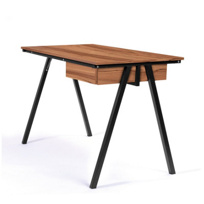 RB UK Nautilus Designs Walnut Computer Desk With Black Frame & Suspended Underdesk Drawer from B&Q