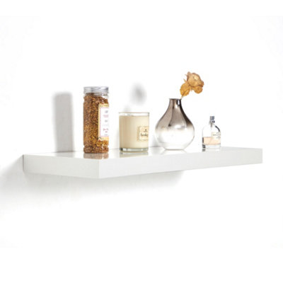 RB UK Shelf Depot Gloss White Floating Shelf (L)900mm (D)235mm from B&Q