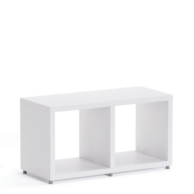 RB UK Boon 2 Cube Shelving Unit Eco-Friendly Bookcase Freestanding Heavy Duty WhiteMade In Austria (H)400mm (W)740mm (D)330mm