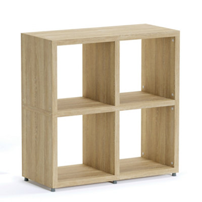 RB UK Boon Cube Shelving Unit Eco-Friendly Bookcase Freestanding Heavy Duty OakMade In Austria (H)760mm (W)740mm (D)330mm