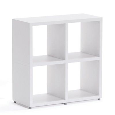 RB UK Boon 4 Cube Shelving Unit Eco-Friendly Bookcase Freestanding Heavy Duty WhiteMade In Austria (H)760mm (W)740mm (D)330mm