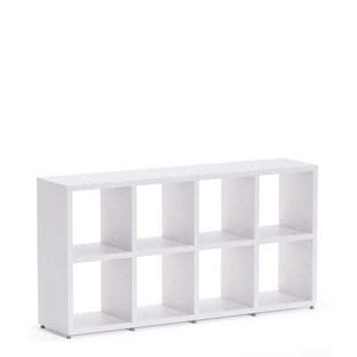 RB UK Boon Cube Shelving Unit Eco-Friendly Bookcase Freestanding Heavy Duty WhiteMade In Austria (H)760mm (W)1450mm (D)330mm