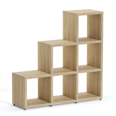 B&Q -  Boon 9 Cube Shelving Unit Eco-Friendly Stepped Bookcase Freestanding Heavy Duty OakMade In Austria (H)1120mm (W)1100mm (D)330mm