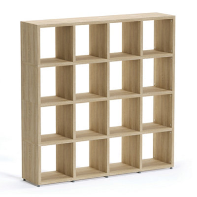 RB UK Boon 16 Cube Shelving Unit Eco-Friendly Bookcase Freestanding Heavy Duty OakMade In Austria (H)1470mm (W)1450mm (D)330mm