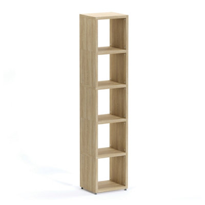 RB UK Boon 5 Cube Shelving Unit Eco-Friendly Bookcase Freestanding Heavy Duty OakMade In Austria (H)1830mm (W)380mm (D)330mm