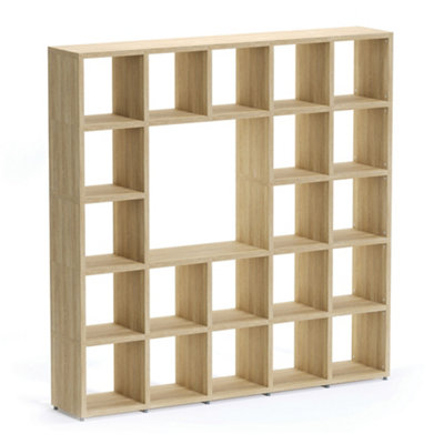 RB UK Boon 21 Cube Shelving Unit Eco-Friendly Bookcase Freestanding Heavy Duty OakMade In Austria (H)1830mm (W)1810mm (D)330mm