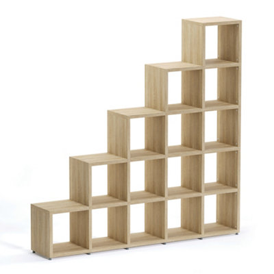 RB UK Boon 15 Cube Shelving Unit Eco-Friendly Bookcase Freestanding Heavy Duty OakMade In Austria (H)1830mm (W)1810mm (D)330mm