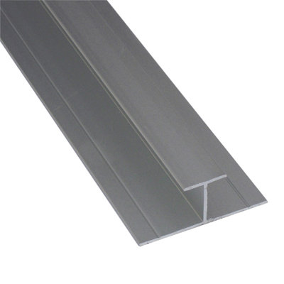 Splashwall Laminate H-Joint Panel Straight Joint (L)2420mm (T)11mmSatin Anodised Silver Effect from B&Q