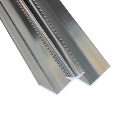 Splashwall Laminate Panel Internal Corner Joint (L)2420mm (T)11mmPolished Silver Effect from B&Q