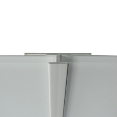 Splashwall Composite H-Joint Panel Straight Joint (L)2440mm (T)4mmWhite from B&Q