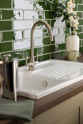 Horizon by Abode Abode Stamford Dual Lever Kitchen Mixertap In Brushed Nickel from B&Q