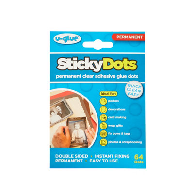 U-Glue Sticky Glue Dots Extra Strength Permanent 10mm Pack Of 64 from B&Q