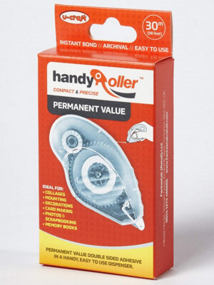 B&Q U-Craft Handy Tape Roller 30M Permanent Double Sided Adhesive Tape