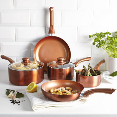 Cermalon 5 Piece Copper Cookware Pan Set from B&Q