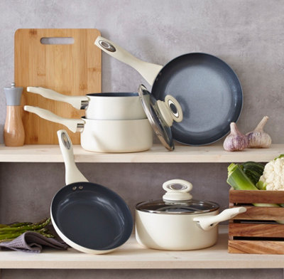 Cermalon 5 Piece Cookware Set Cream