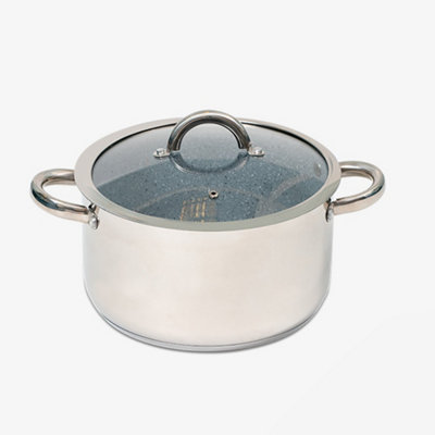 Durastone Non Stick Deep Stainless Steel Casserole Pan With Lid 24Cm - Image 6