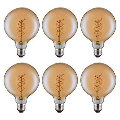 Ferretti Amber Globe G125 E27 Dimmable Led Light Bulbs from B&Q