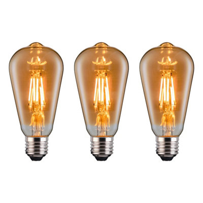 FerrettiSt64 Amber Squirrel Cage E27 Led Straight Filament Dimmable Bulb Pack from B&Q