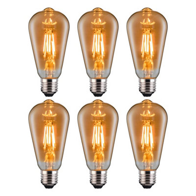 FerrettiSt64 Amber Squirrel Cage E27 Led Straight Filament Dimmable Bulb Pack from B&Q