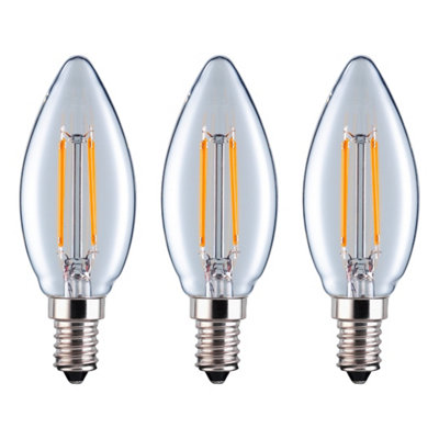 EurolecC35 Candle E14 250 Clear Straight Filament Dimmable Light Bulb Pack from B&Q