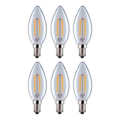 EurolecC35 Candle E14 250 Clear Straight Filament Dimmable Light Bulb Pack from B&Q