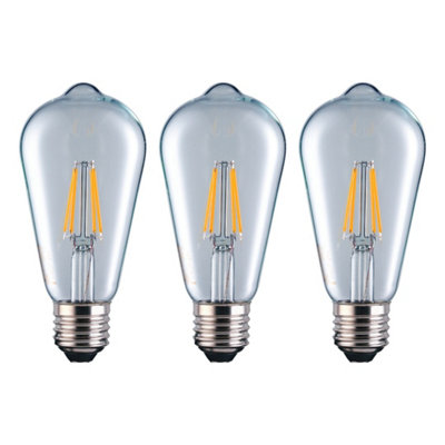 EurolecSt64 Squirrel Cage E27 Led Straight Filament Dimmable Light Bulb Pack from B&Q