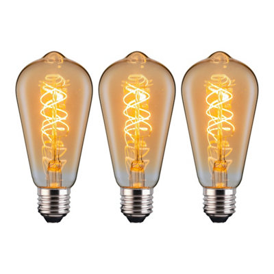 FerrettiSt64 Amber Squirrel Cage E27 Led Spiral Filament Dimmable Bulb Pack from B&Q