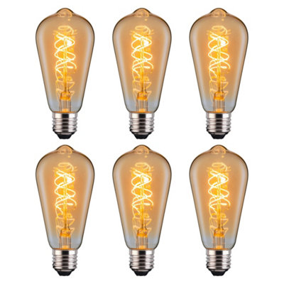 FerrettiSt64 Amber Squirrel Cage E27 Led Spiral Filament Dimmable Bulb Pack from B&Q