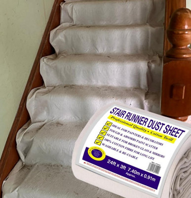 Jms Bridge Staircase Cotton Dust Sheet7.3 X 0.9M from B&Q