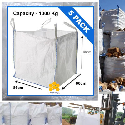  - 5X Fibc New Bulk Bags 1 Tonne Ton Builders Garden Waste Jumbo Storage Sack