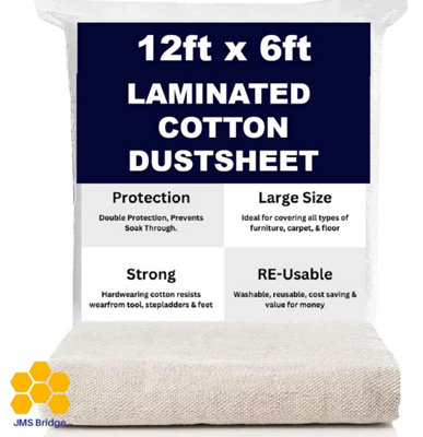 Laminated Cotton Dust Sheet(L)3.6M(W)1.8M from B&Q