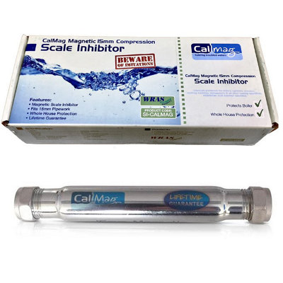 Calmag Inline Magnetic Scale Reducer Inhibitor 15mm Compression Lime Beater from B&Q