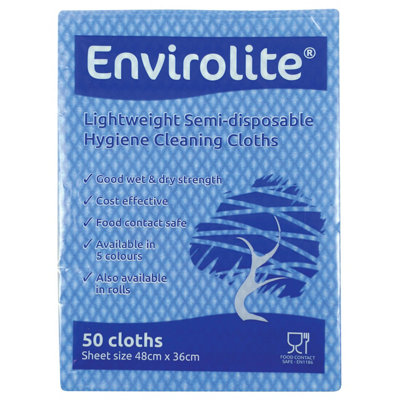  480X360mm Blue Lightweight All Purpose Cloths (50 Pack) - Image 6