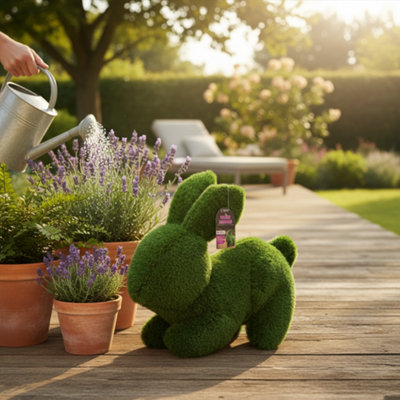 Monty The Lying Artificial Grass Bunny Rabbit Garden Ornament 35Cm Uv Stabilised Outdoor Decor from B&Q