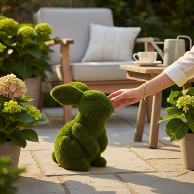 Artificial Grass Sitting Bunny Rabbit Garden Ornament Outdoor Lawn Decor Uv Stabilised Eco Charm from B&Q