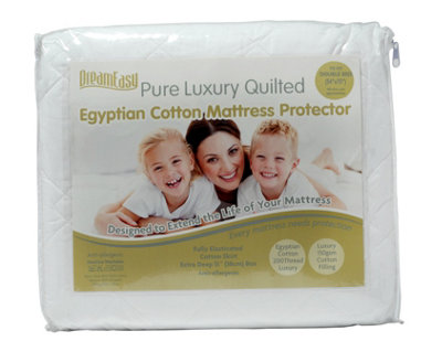 Super King Bed Dreameasy 100% Cotton Quilted Mattress Protector from B&Q