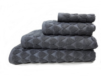 Teardrop 600Gsm Heavyweight Cotton Jacquard Bath Sheet Charcoal Grey from B&Q