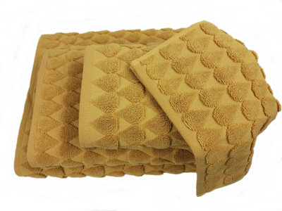 Teardrop 600Gsm Heavyweight Cotton Jacquard Bath Sheet Ochre from B&Q