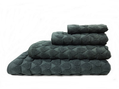 Teardrop 600Gsm Heavyweight Cotton Jacquard Bath Sheet Laurel Green from B&Q